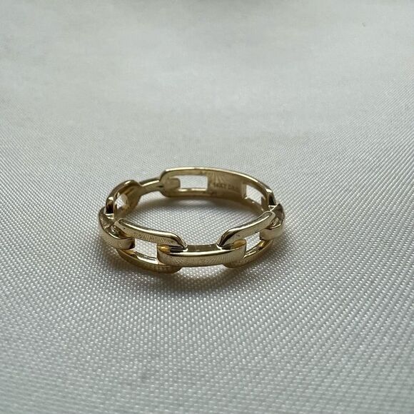 Link Ring 14k solid Gold | link Ring |  Ring | Perfect Gift | Real Gold | - Picture 1 of 7